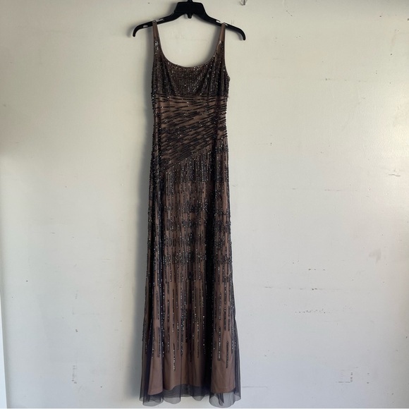 Adrianna Papell Tan Silver Sequins Sleeveless Maxi Dress - 22662 - Picture 4 of 13